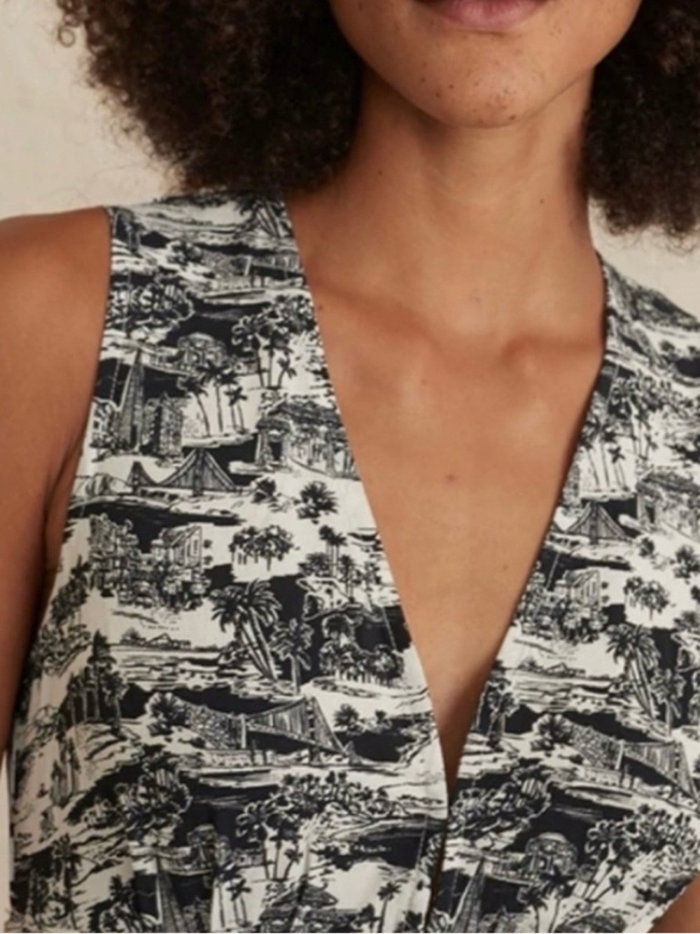 Marine Layer Black and White Tropical Jumpsuit - Picture 3 of 10